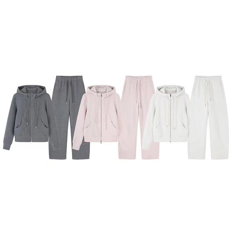 2025春季户外女士连帽运动百搭新款时尚休闲针织套装