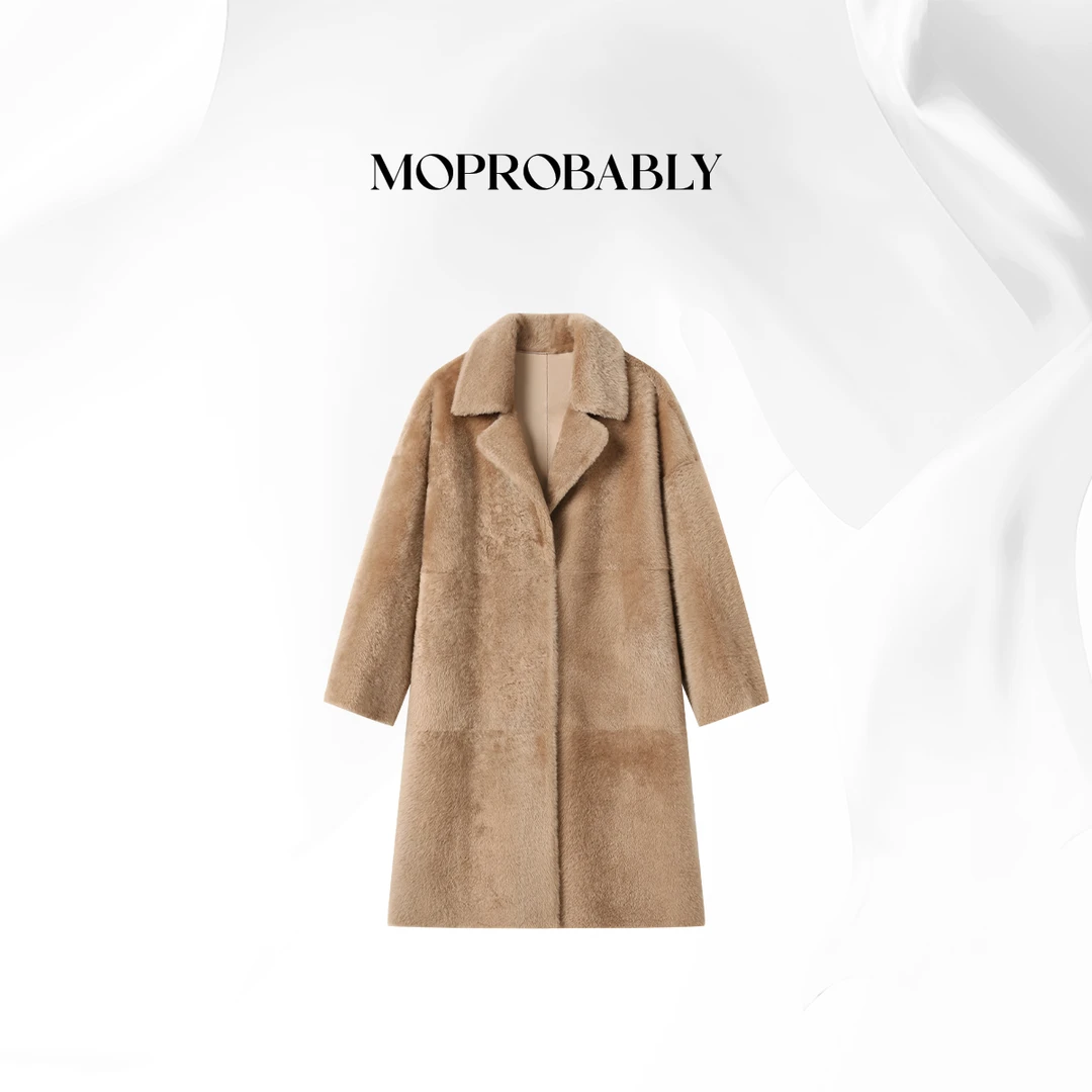 Moprobably贝贝「裘感」"100%羊毛"气质高奢毛长款皮草外套B5481017