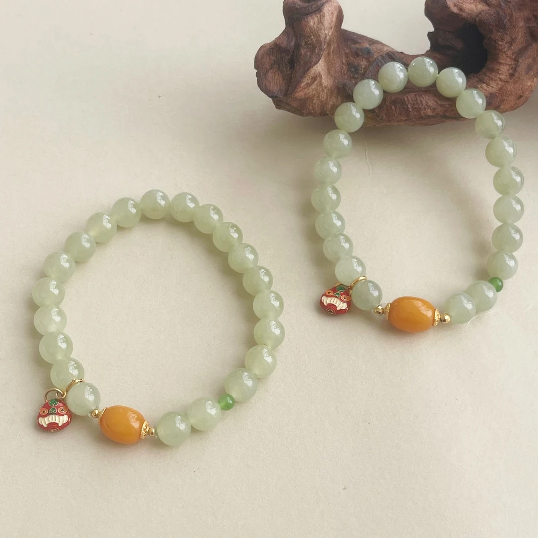 【小宝珠宝】21 S82684-和田玉DIY单圈手串-多样性发其一-7.5mm