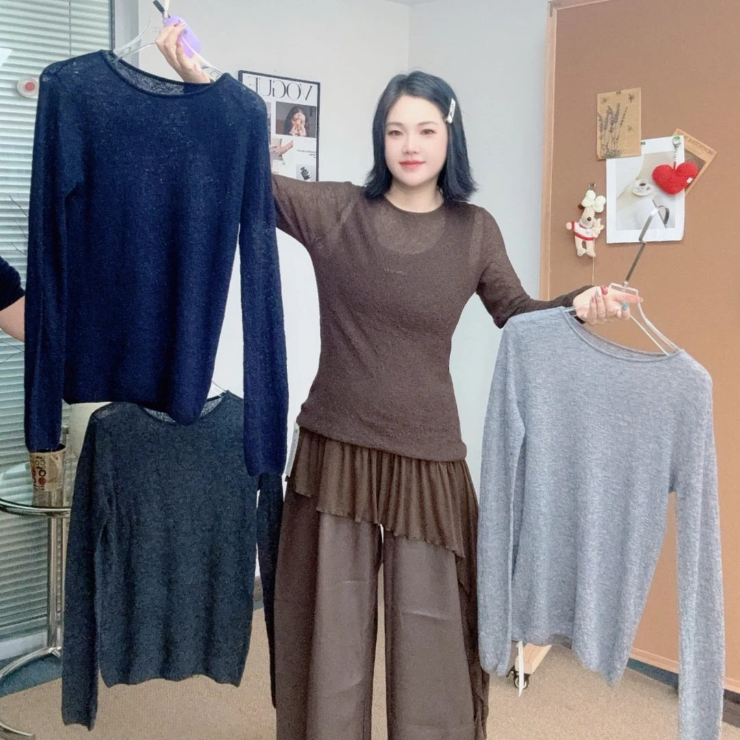MUSEKEY 2025冬季新款圆领长袖羊毛针织衫