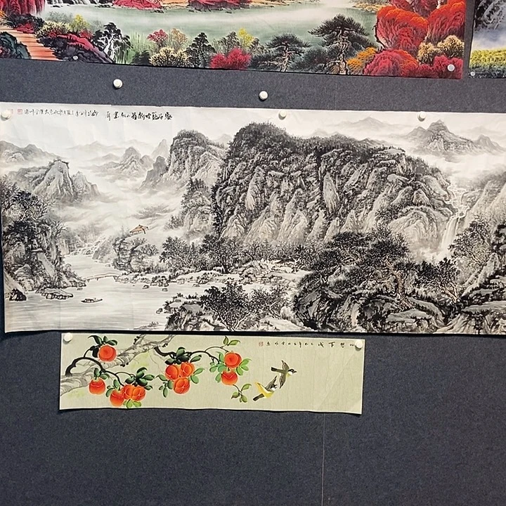 百***情国画小八尺山水一副