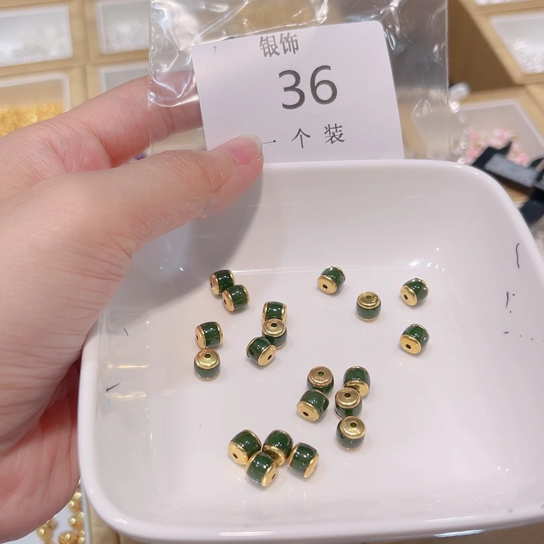 水晶珠宝半成品银S925镀金镶嵌36 。