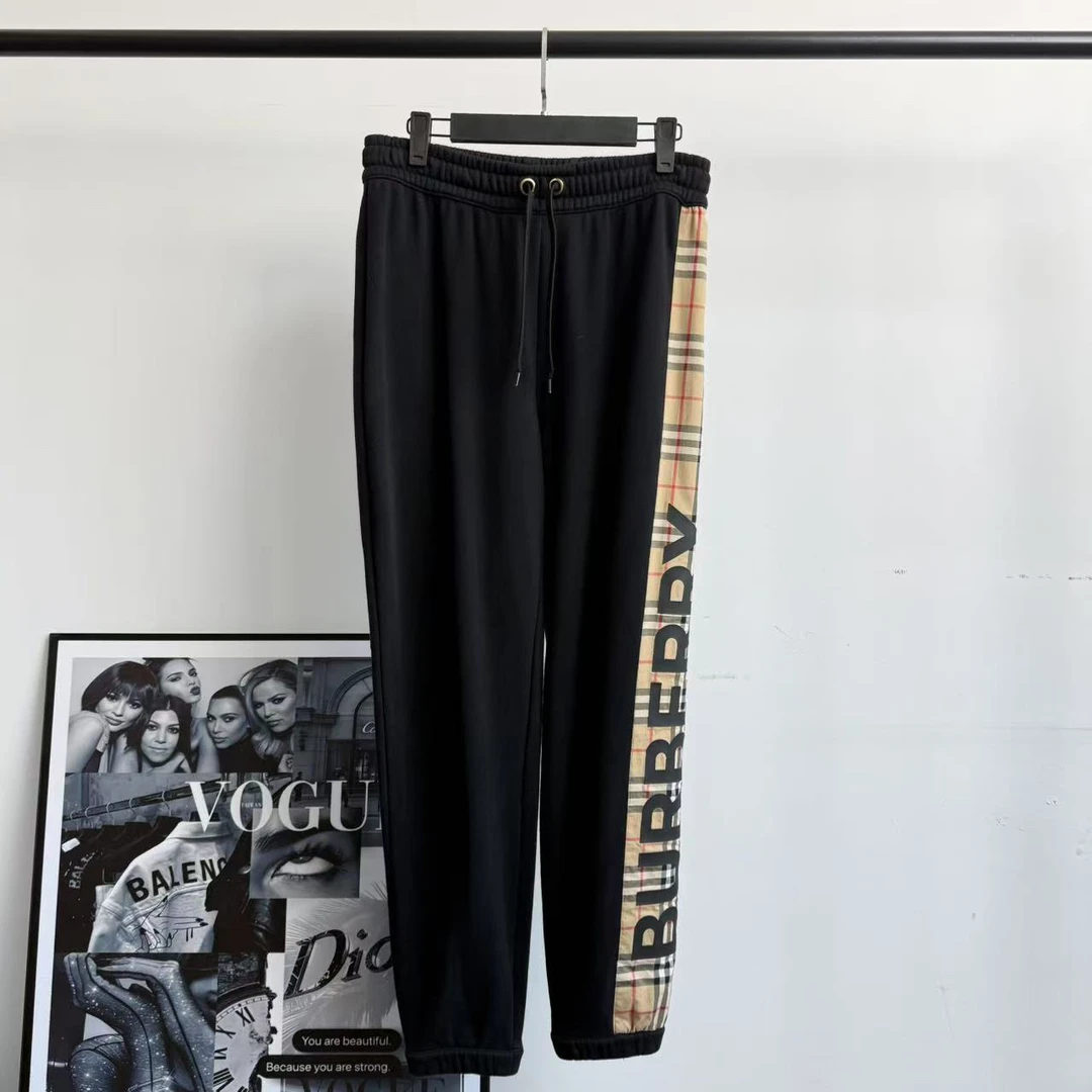 99新 BURBERRY/博柏利 侧logo格纹卫裤/S