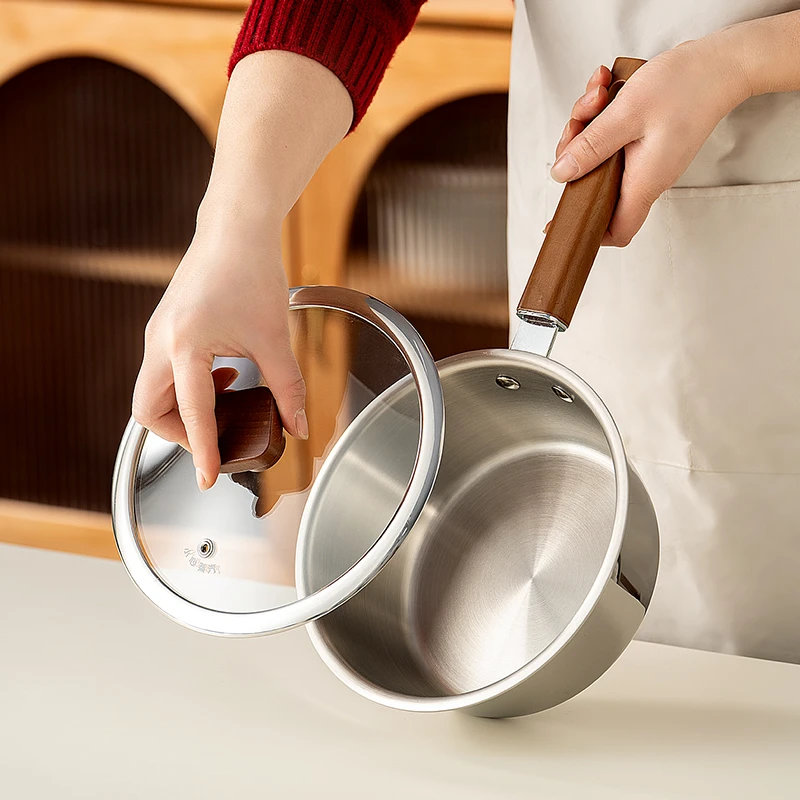 onlycook无涂层不粘奶锅304不锈钢宝宝辅食锅一人食小锅家用奶锅