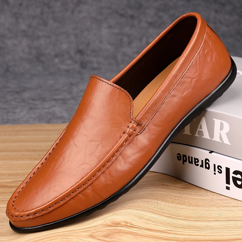 休闲皮鞋男2025新款英伦商务豆豆鞋男款通勤透气男鞋软底男士鞋子