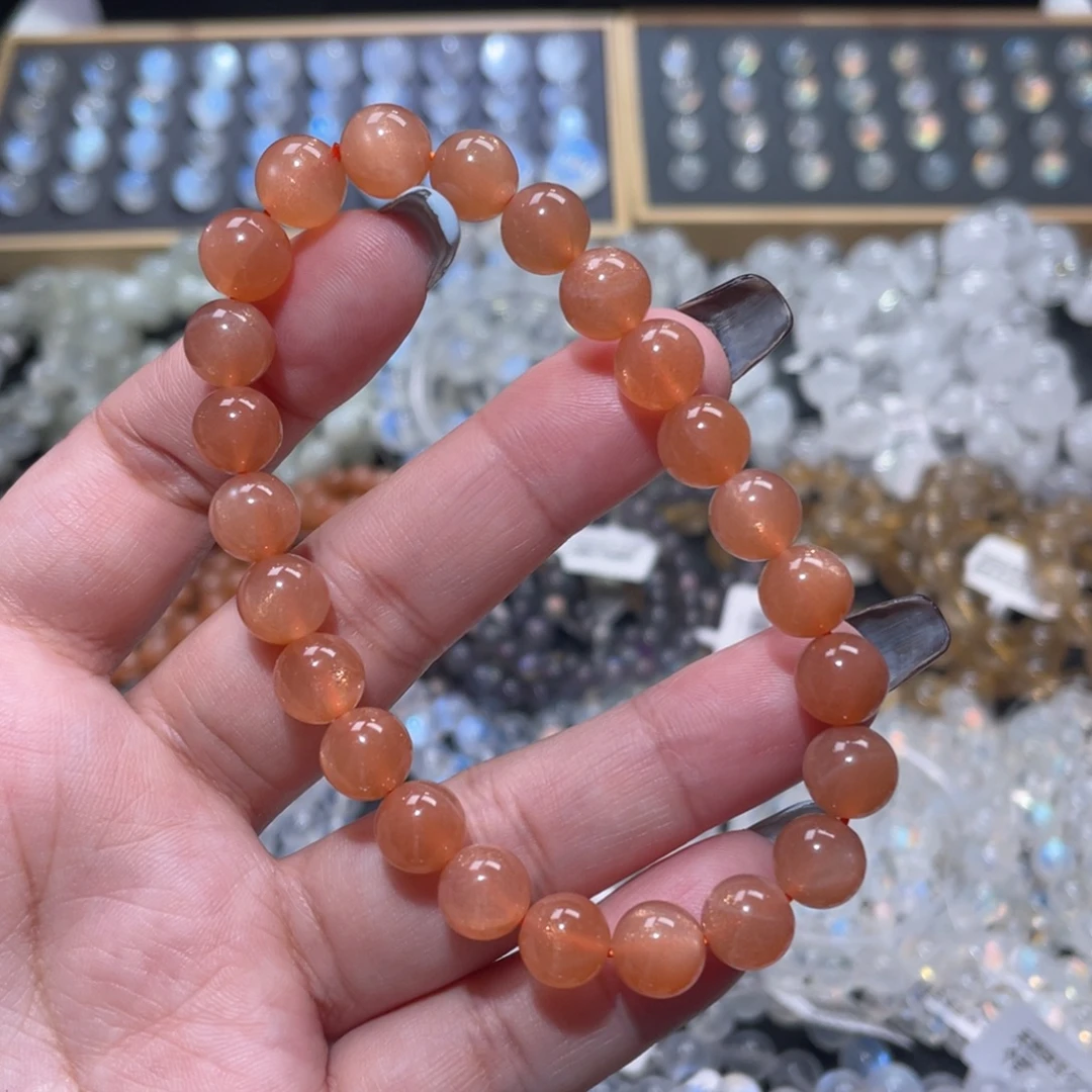 长石未镶嵌手链橙月光手链8.5mm+