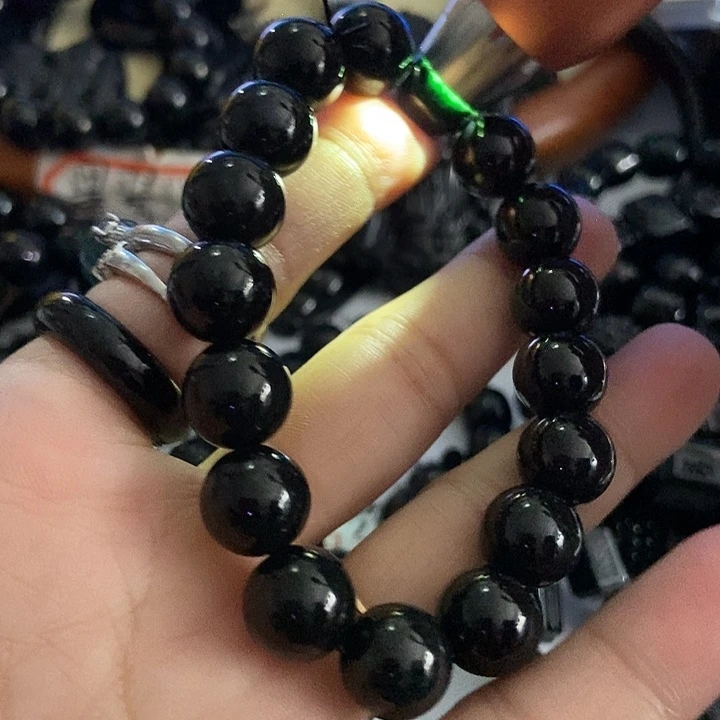 翡翠未镶嵌手链墨翠12