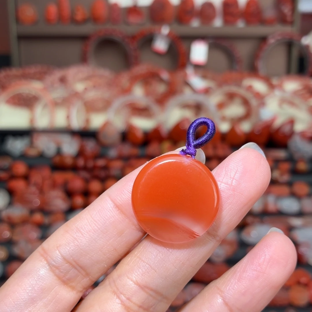 南红玛瑙未镶嵌颈饰圆牌21+