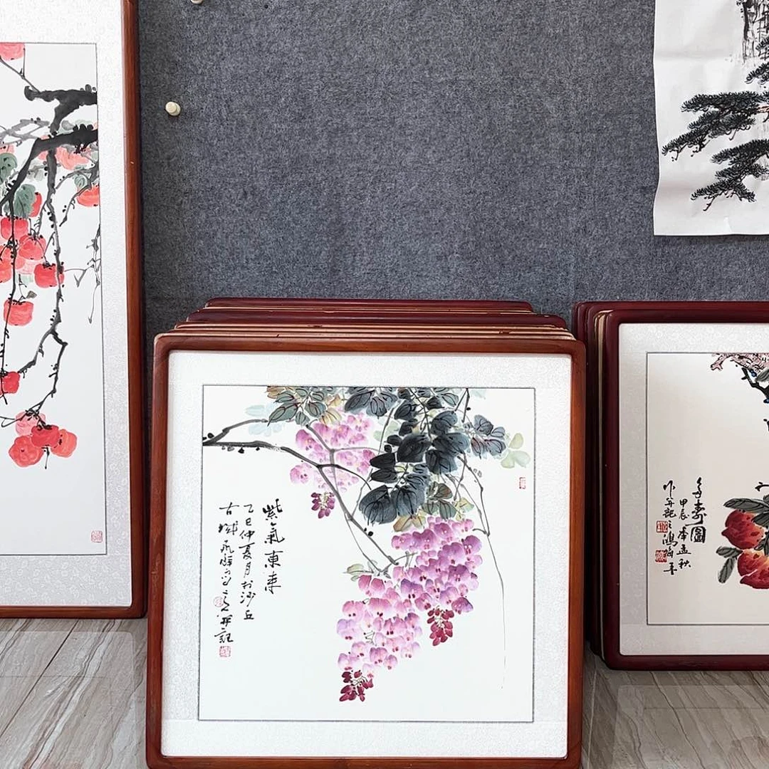 国画书画作品带框63×63