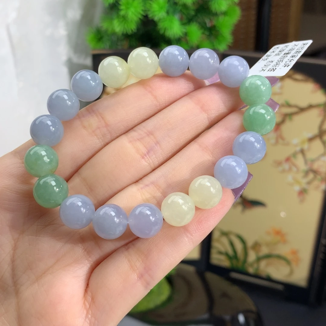 翡翠手链未镶嵌卡10冰润胶马卡龙