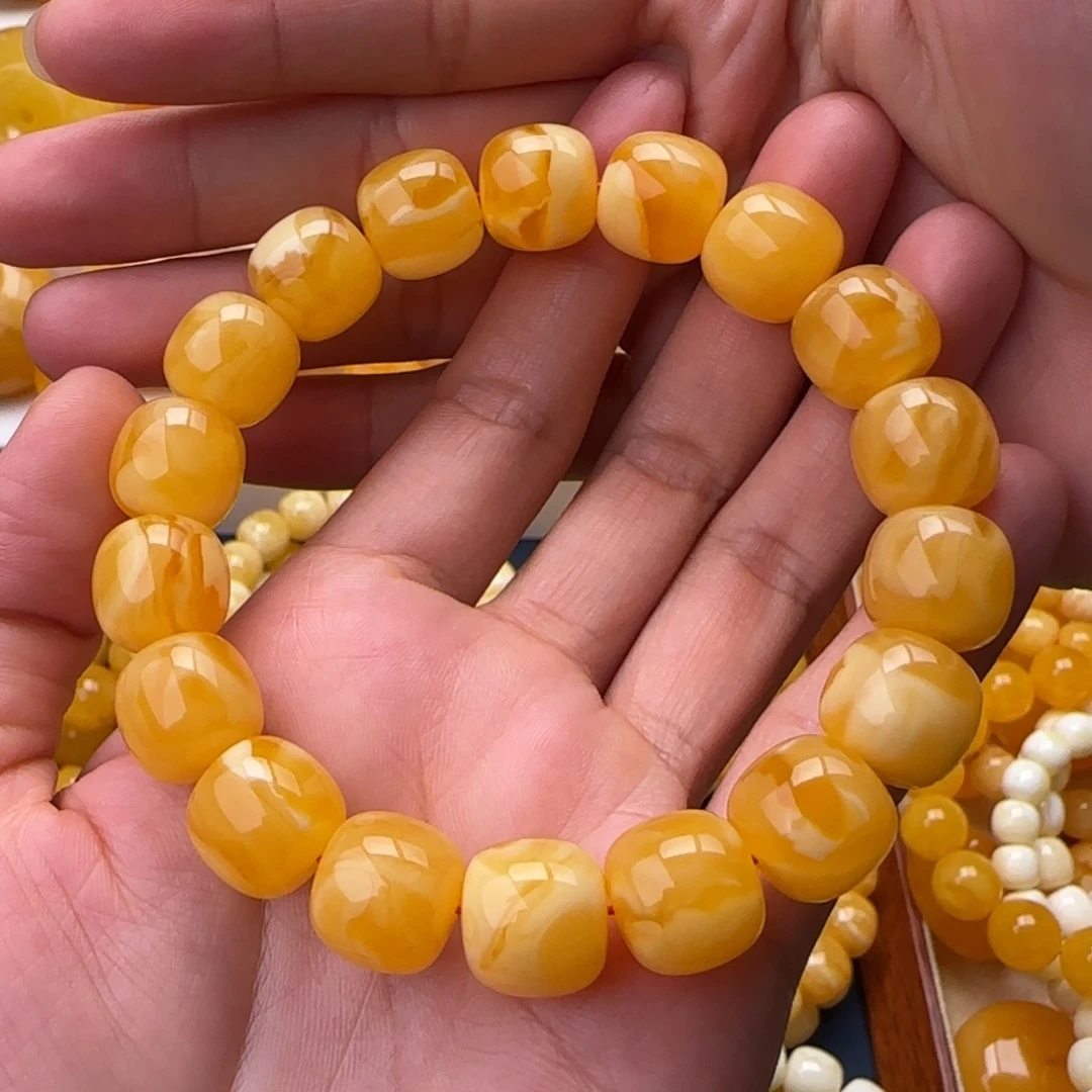 琥珀未镶嵌颈饰橘白花同料老型13