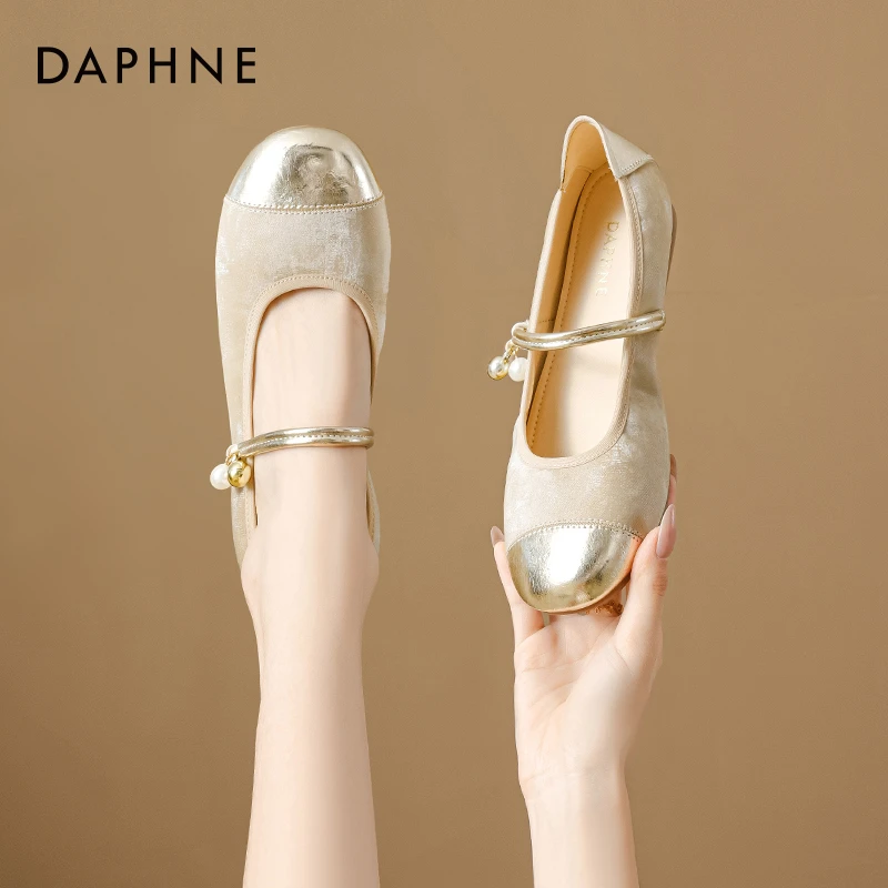 达芙妮品牌正品新中式一字带玛丽珍鞋女鞋2025夏季配裙子浅口单鞋