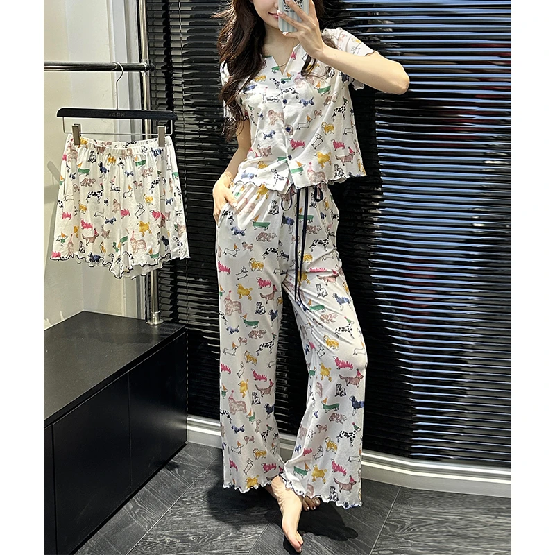 米诗缇【彩虹狗狗短袖长裤】小众潮牌设计可外穿短袖长裤睡衣家居服