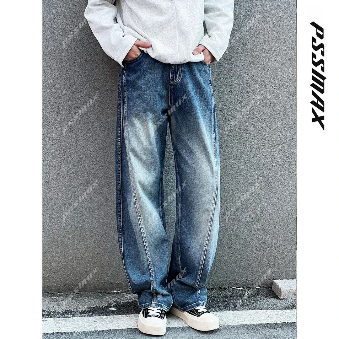 【现货】胖俗俗pssmax【水洗结构线条牛仔裤】2025秋冬新款休闲长裤