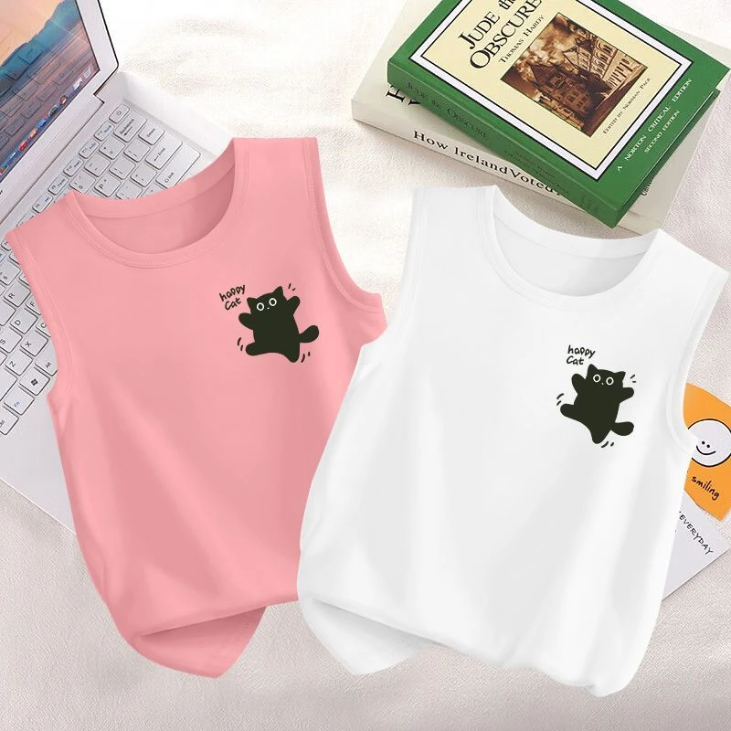 夏季儿童纯棉男童薄款无袖背心个性卡通新款宝宝打底透气女童上衣