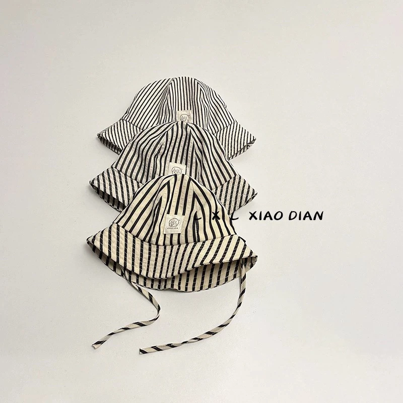 宝宝渔夫帽子男宝春秋薄款韩版条纹遮阳帽女孩婴幼儿春天户外盆帽