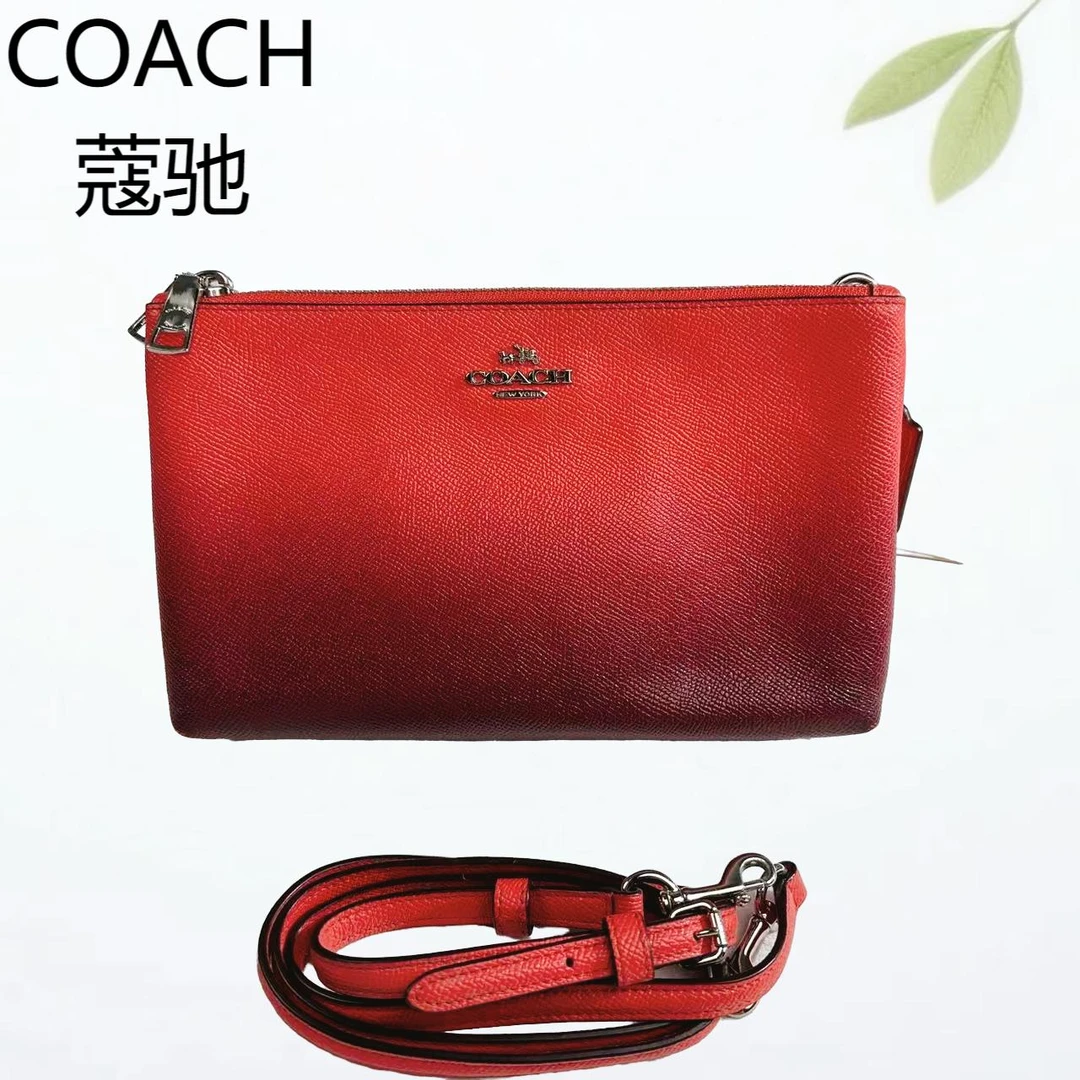 95新 COACH/蔻驰 红色渐变斜挎包G25804207底长24X15