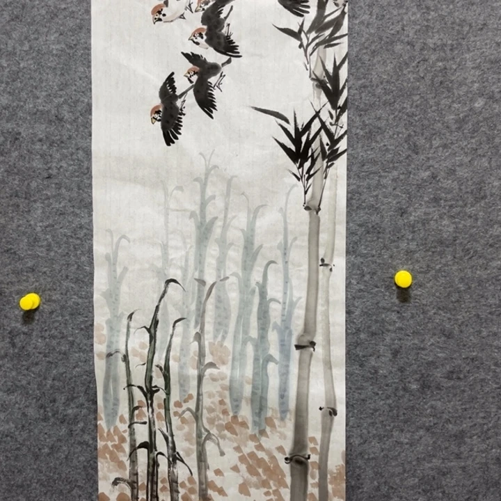 竖款大鱼书画艺术作品