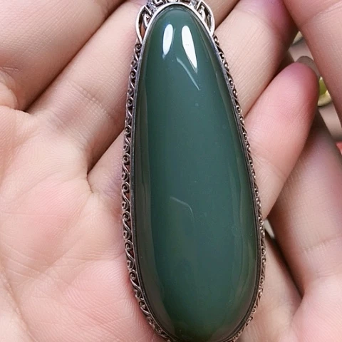 和田玉戒指银S925镶嵌