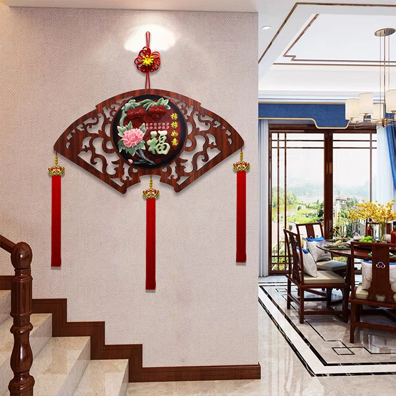 新中式中国结挂件客厅沙发背景墙浮雕画餐厅画走廊立体挂画