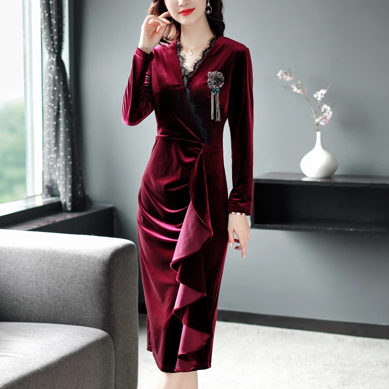 高端喜婆婆婚宴装冬季妈妈结婚母亲礼服冬天加绒婚礼喜服高贵年轻