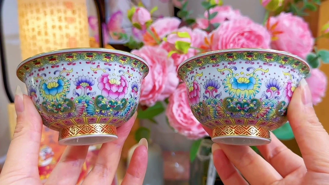 单个装单杯景德镇陶瓷全手工制作绘画珐琅彩青花精致高端茶杯高档