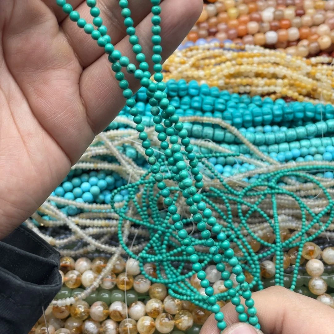 玛瑙/玉髓珠宝半成品未镶嵌一条装6mm绿松圆珠