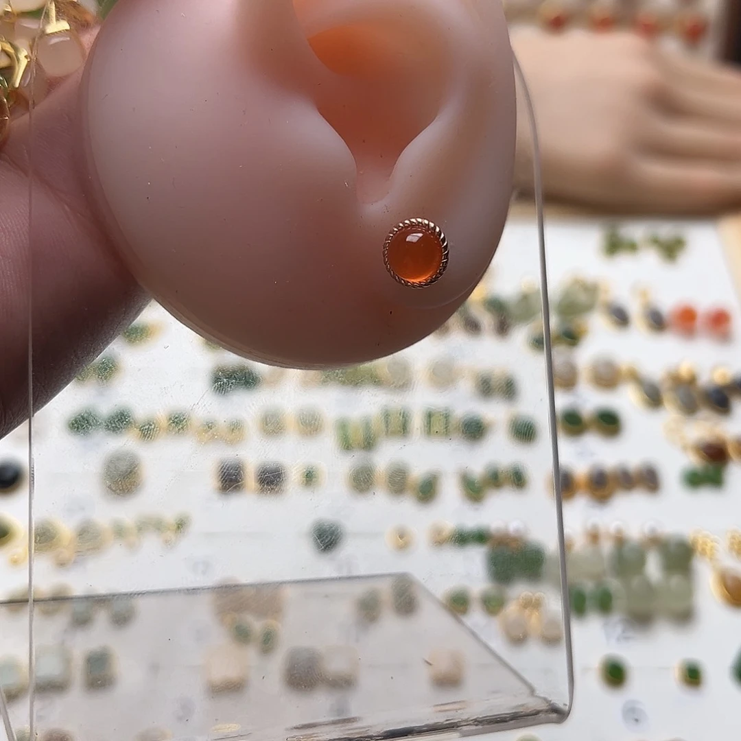 和田玉银S925镶嵌耳饰