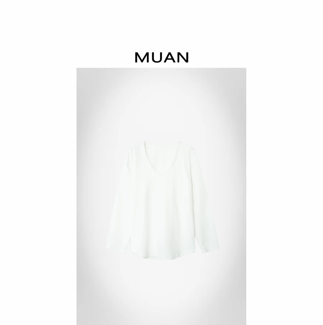 木岸MUAN：《迈阿密长袖T》定制宽松简约大U领长袖上衣打底DG3-8899