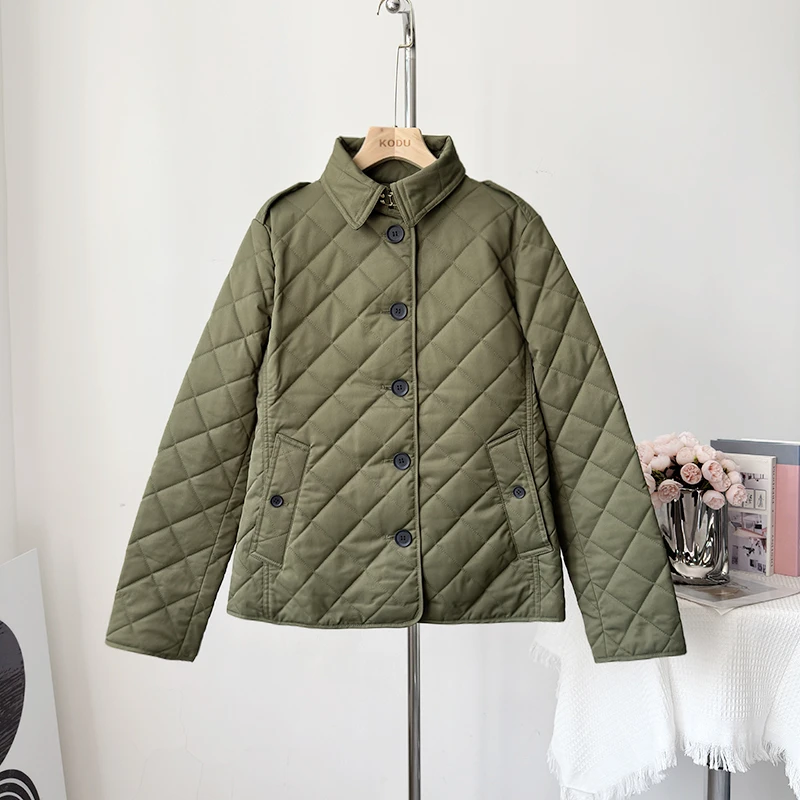 I【刻度KODU】01-JC1922秋季经典款翻领菱格收腰短款棉服