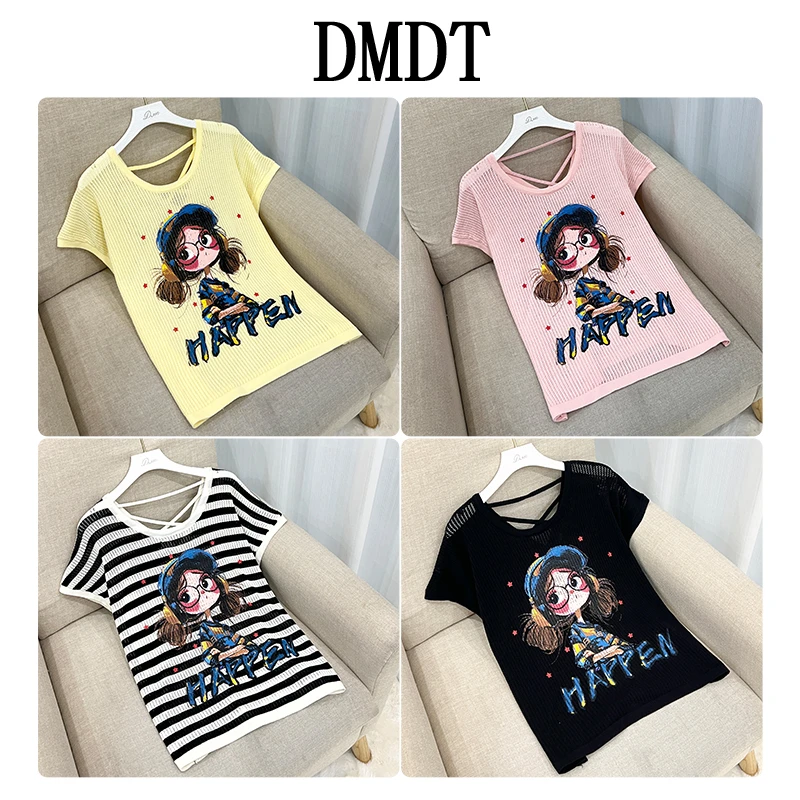 【DMDT潮牌】2025夏季新品 “蜜糖女孩”卡通印花透气女针织衫CRS3010