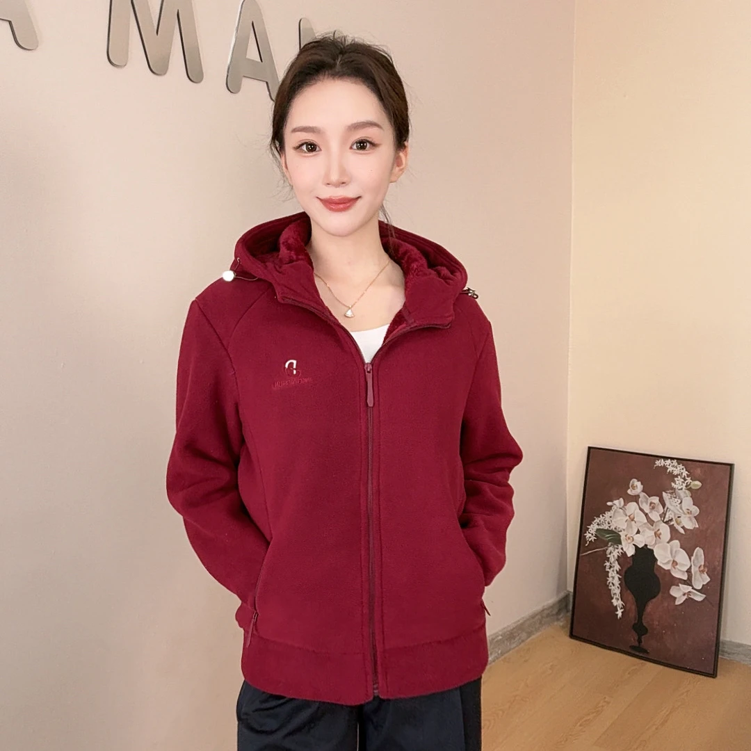 【800克加绒加厚】女士新款澳洲一体绒休闲减龄防风保暖连帽外套