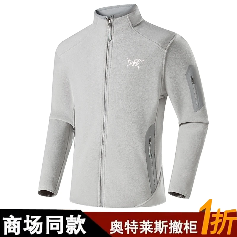 奥特撤柜刺绣鸟冬季情侣抓绒衣外套男女同款休闲户外保暖运动上衣