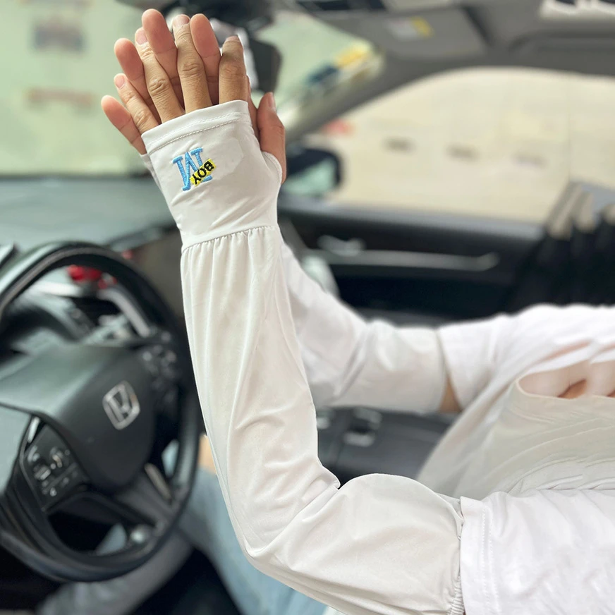 冰袖男款夏季宽松防紫外线冰丝袖套户外运动开车骑行遮阳防晒手套