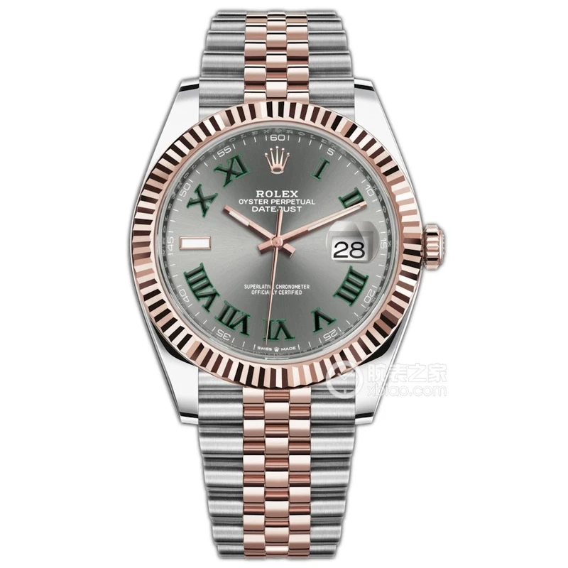 99新 Rolex/劳力士 日志 41mm/126331/绿萝/间玫瑰金/全套