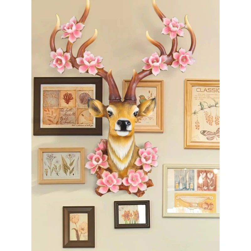 美式鹿头壁挂客厅家居装饰电视墙玄关卧室书房个性动物头挂件欧式