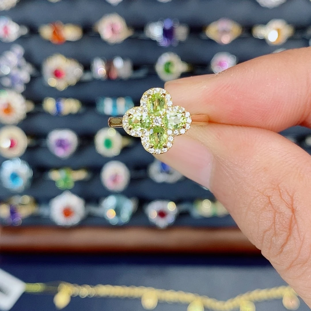 橄榄石戒指银S925镶嵌