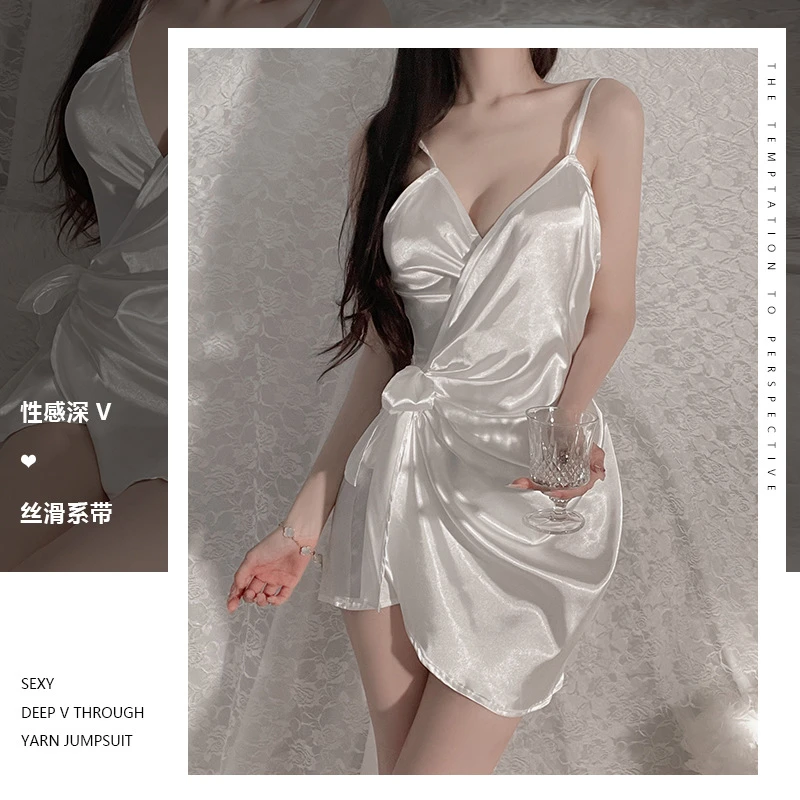 性感系带修身显瘦睡衣褶皱吊带睡裙纯欲睡衣女款爆款2025新款战袍