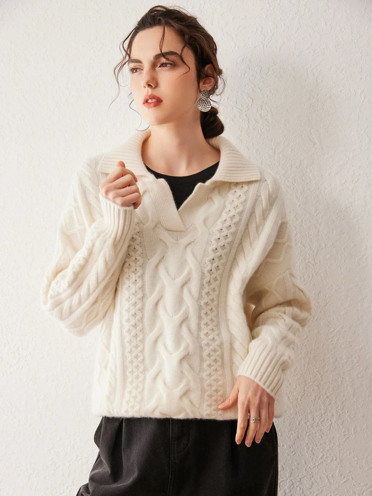 【康赛妮baby绒】 加加厚v领扭花套头衫 ryyt 5124