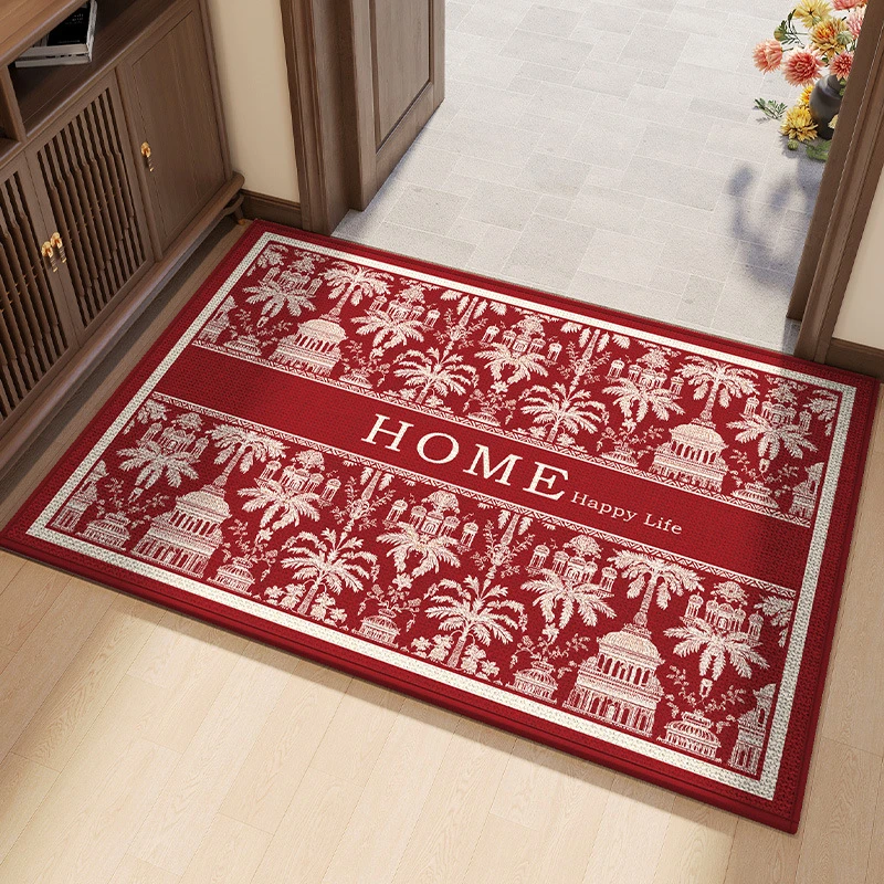 入户门地垫新年红色地毯家用喜庆门垫防滑脚垫耐脏进门大门口垫子