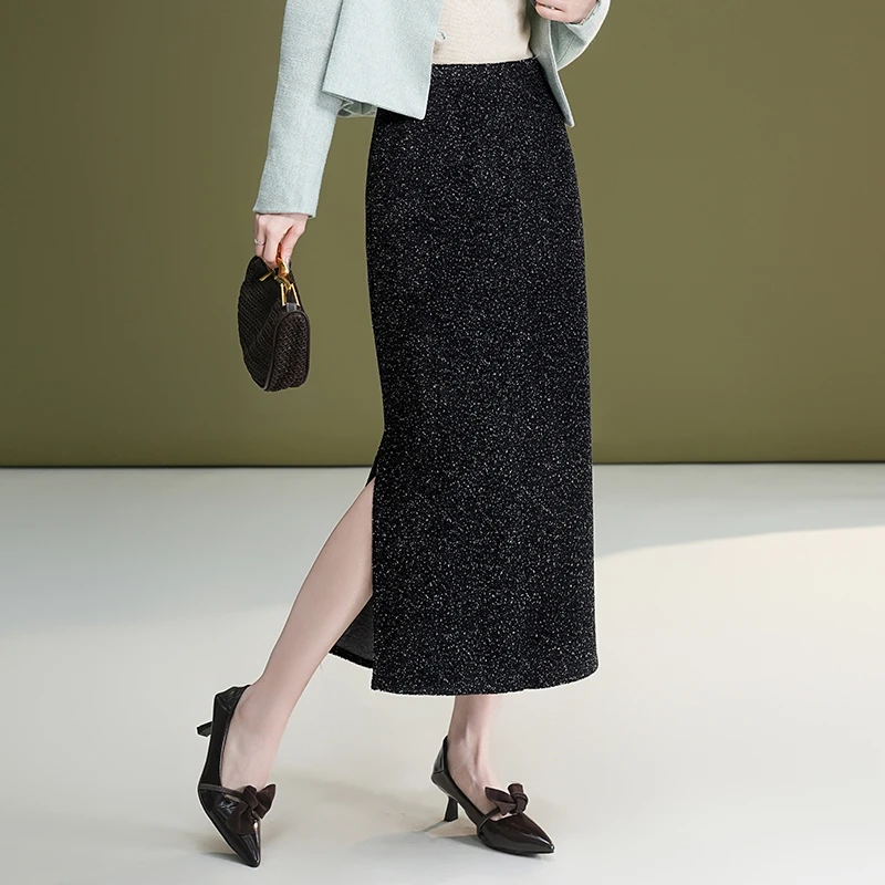【希希定制】时尚修身半身裙2025高腰显瘦通勤高贵华丽中长款直筒裙