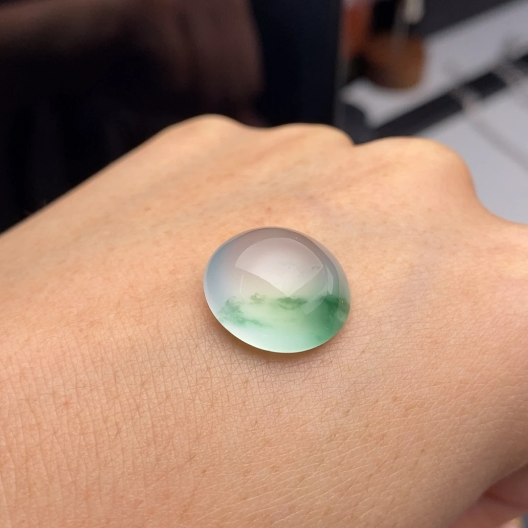 定制翡翠未镶嵌  高冰飘花 蛋面