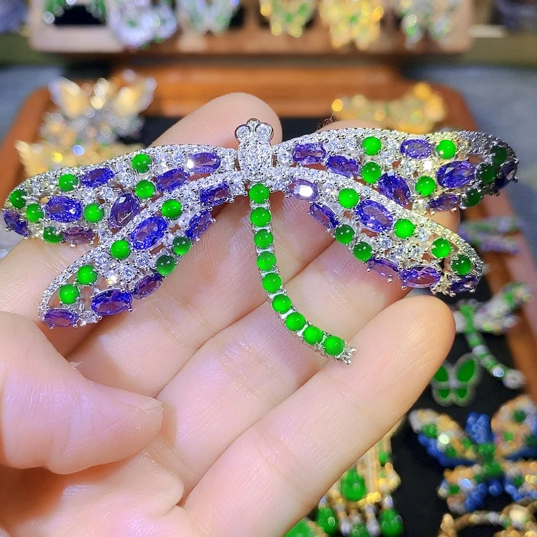 吊坠(不含链)银S925镶嵌翡翠