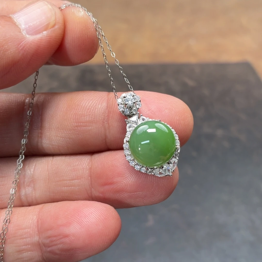 和田玉银S925镶嵌颈饰