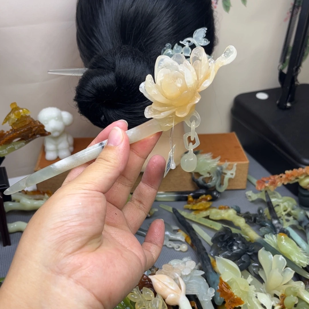 蛇纹石玉合金发饰