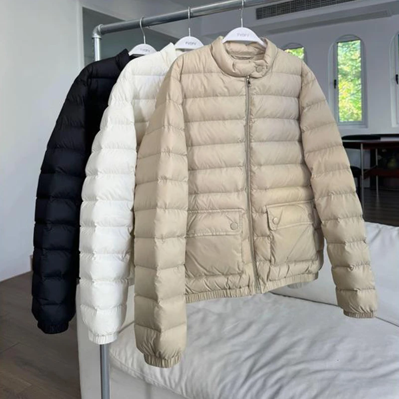 纯色立领格纹棉服女2025冬季新款小个子收腰修身保暖棉服短外套