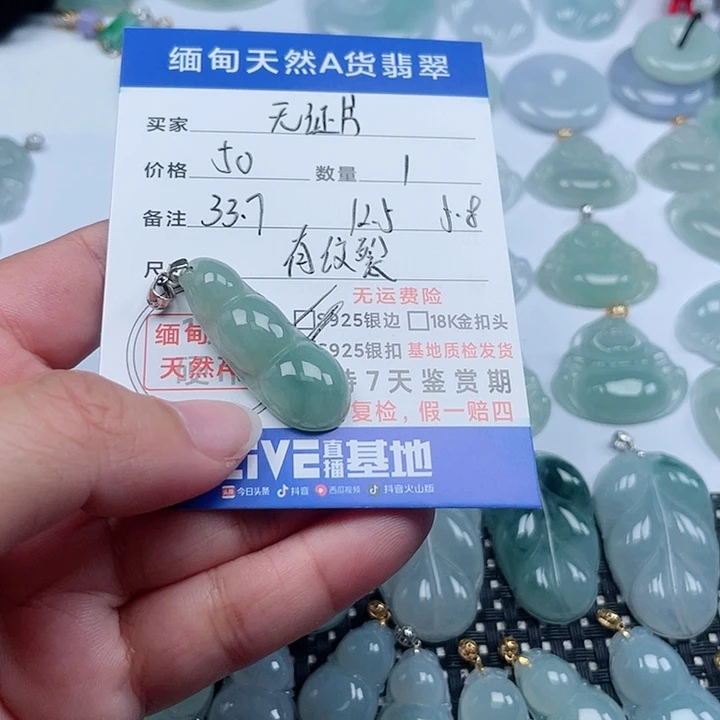 翡翠颈饰银S925镶嵌天然翡翠吊坠