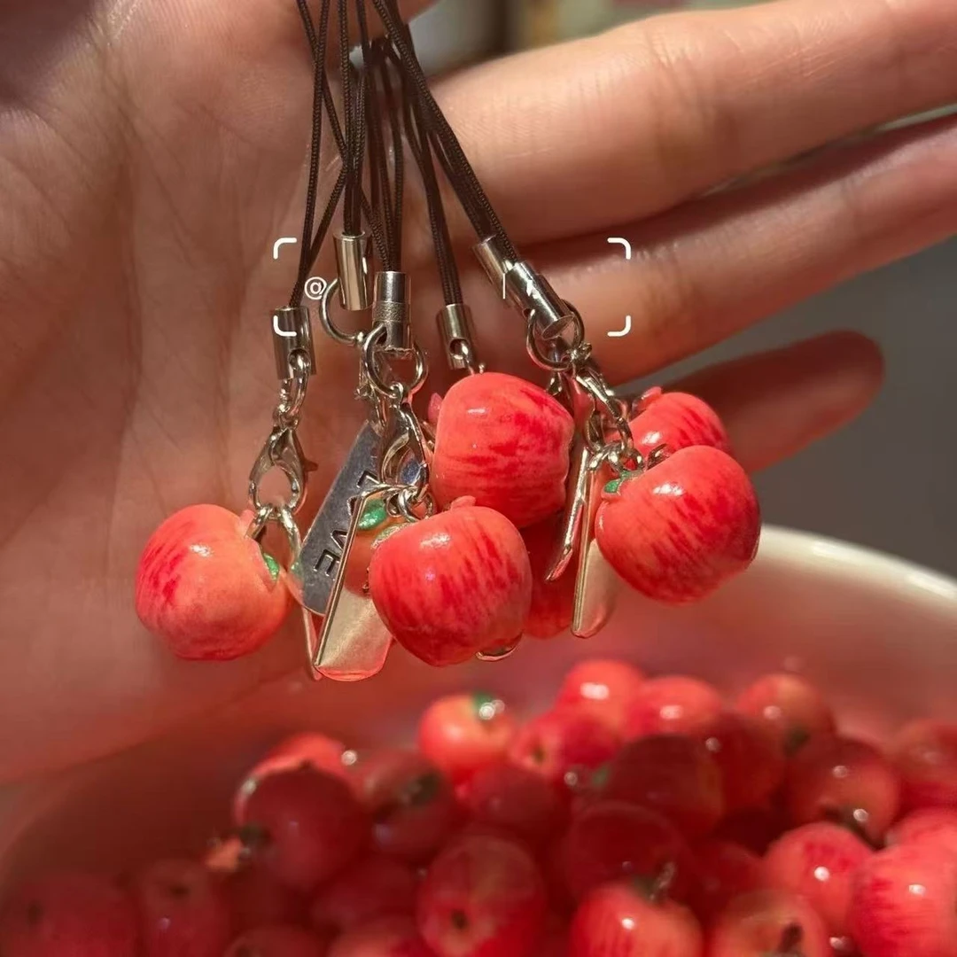 创意仿真苹果手机链一颗小平果背包钥匙扣挂饰礼物书包挂件包包