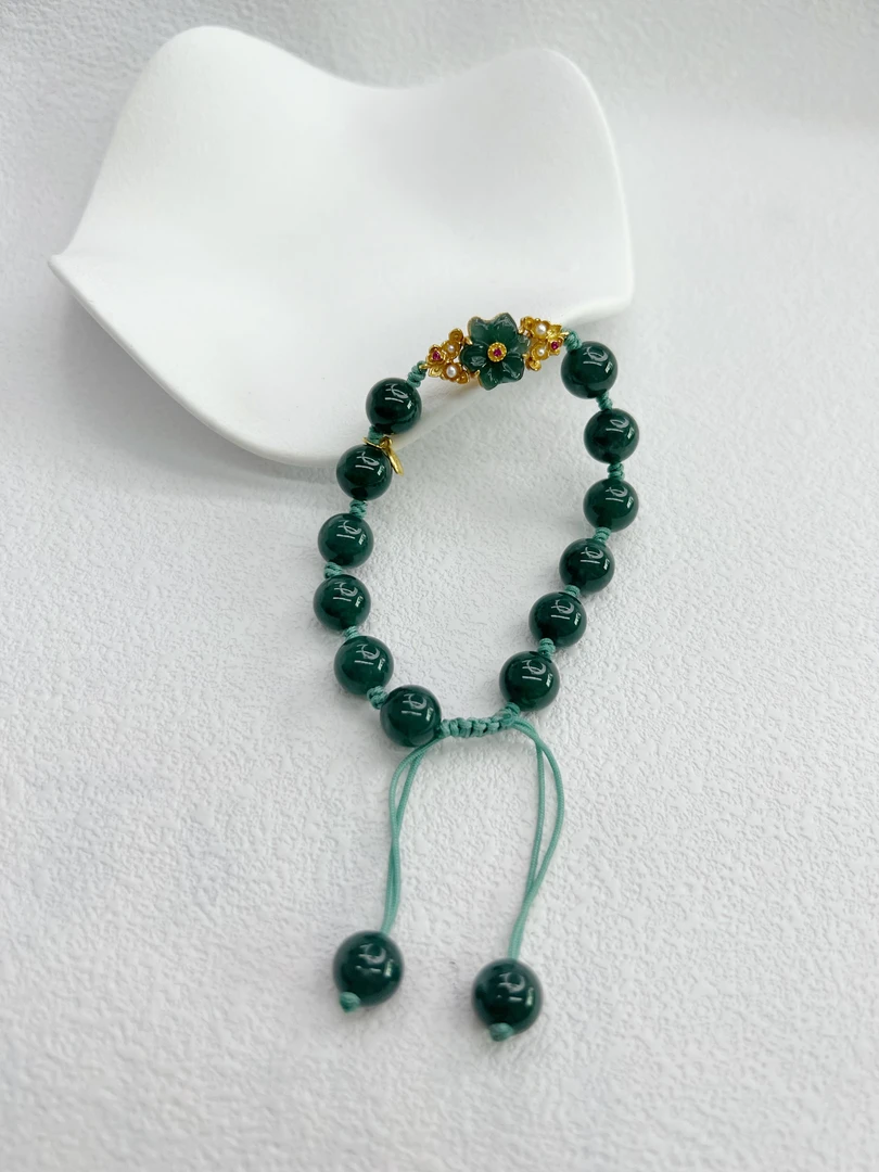 191翡翠精品手串925银镶嵌