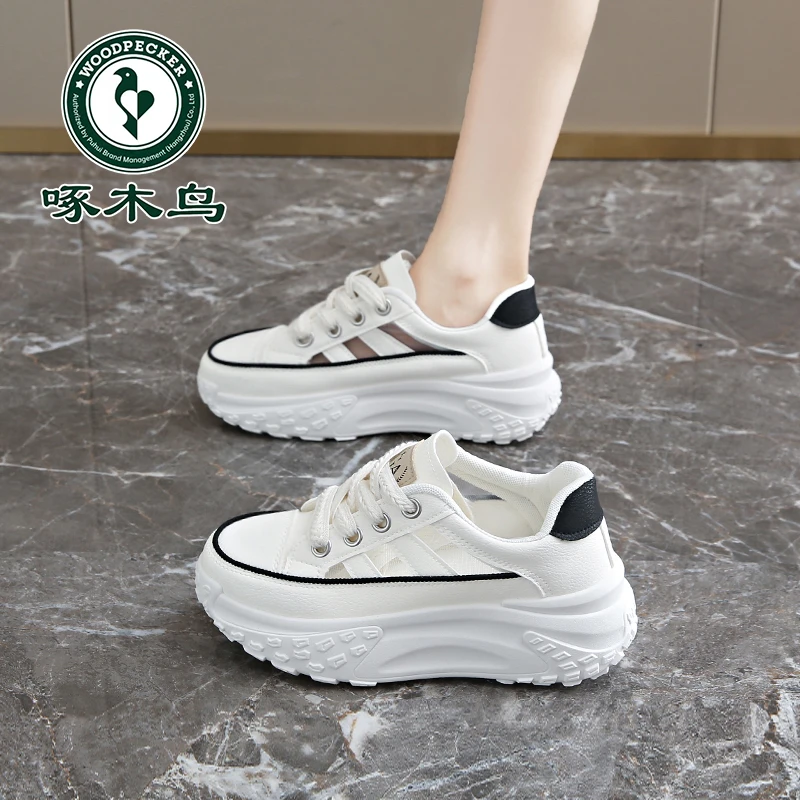 啄木鸟厚底透气老爹鞋女2025年夏季新款休闲网鞋增高百搭运动鞋女